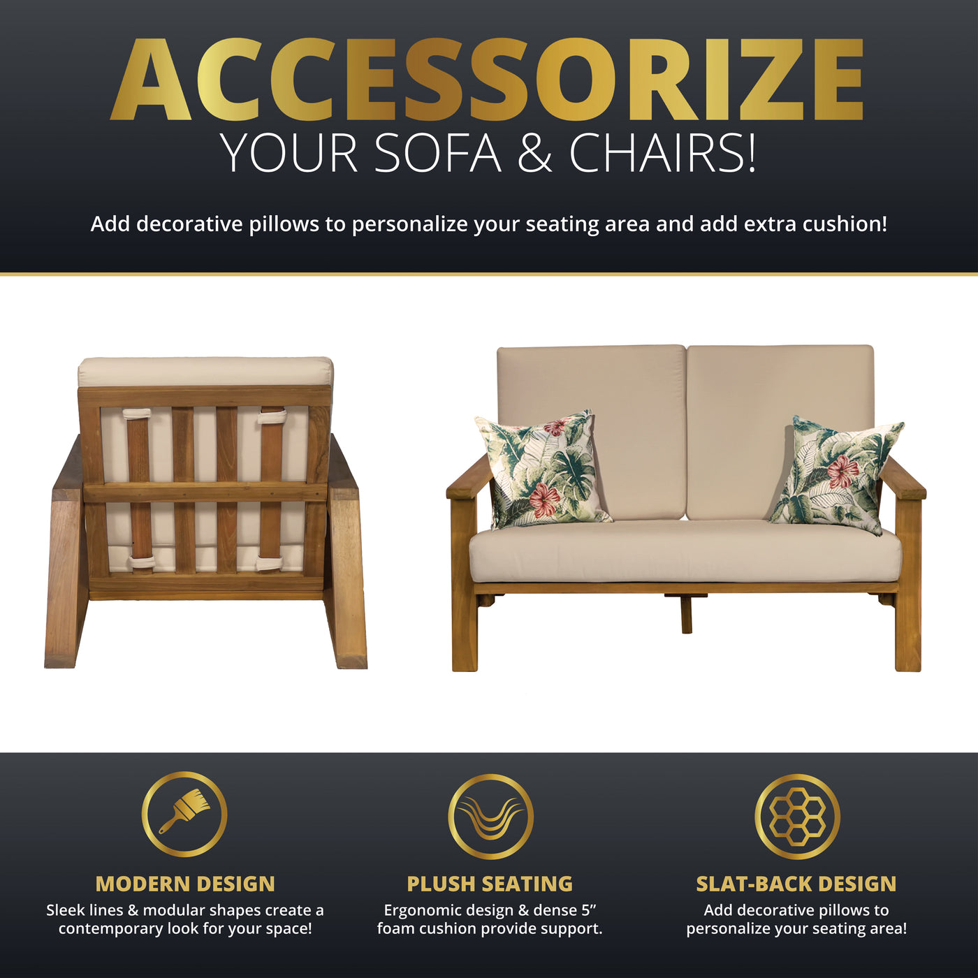 Ezra 4-Piece Teakwood Deep Seating Patio Set