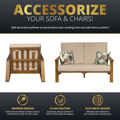 Ezra 4-Piece Teakwood Deep Seating Patio Set
