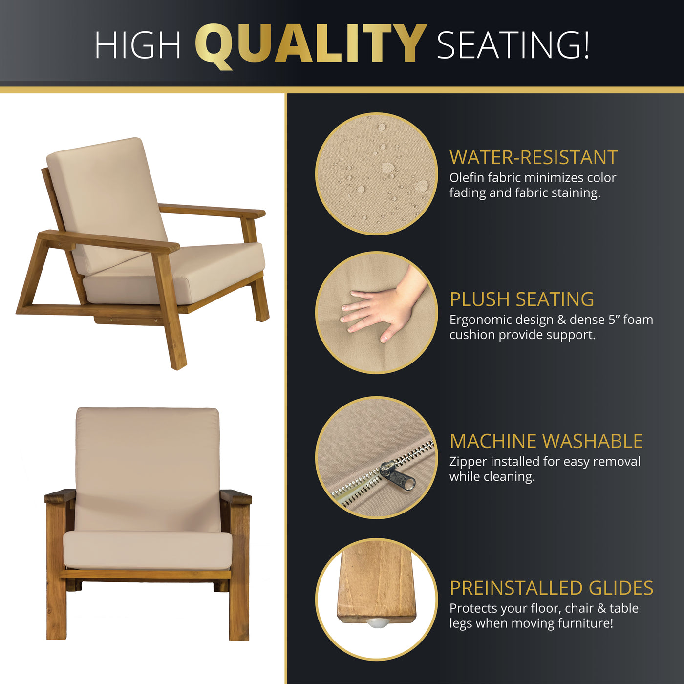 Ezra 4-Piece Teakwood Deep Seating Patio Set
