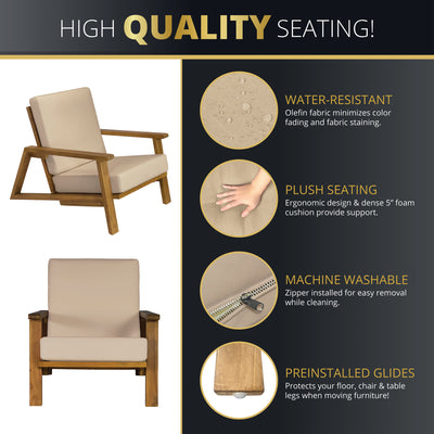 Ezra 4-Piece Teakwood Deep Seating Patio Set