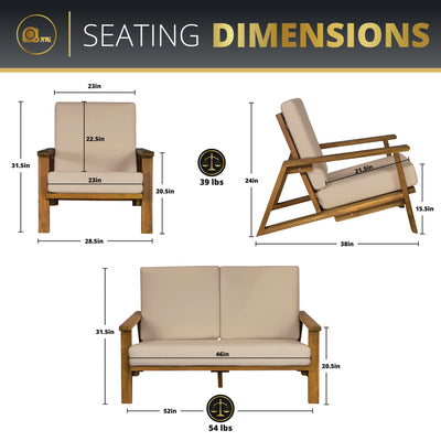 Ezra 4-Piece Teakwood Deep Seating Patio Set