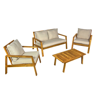 Cheryl 4-Piece Acacia Deep Seating Patio Set