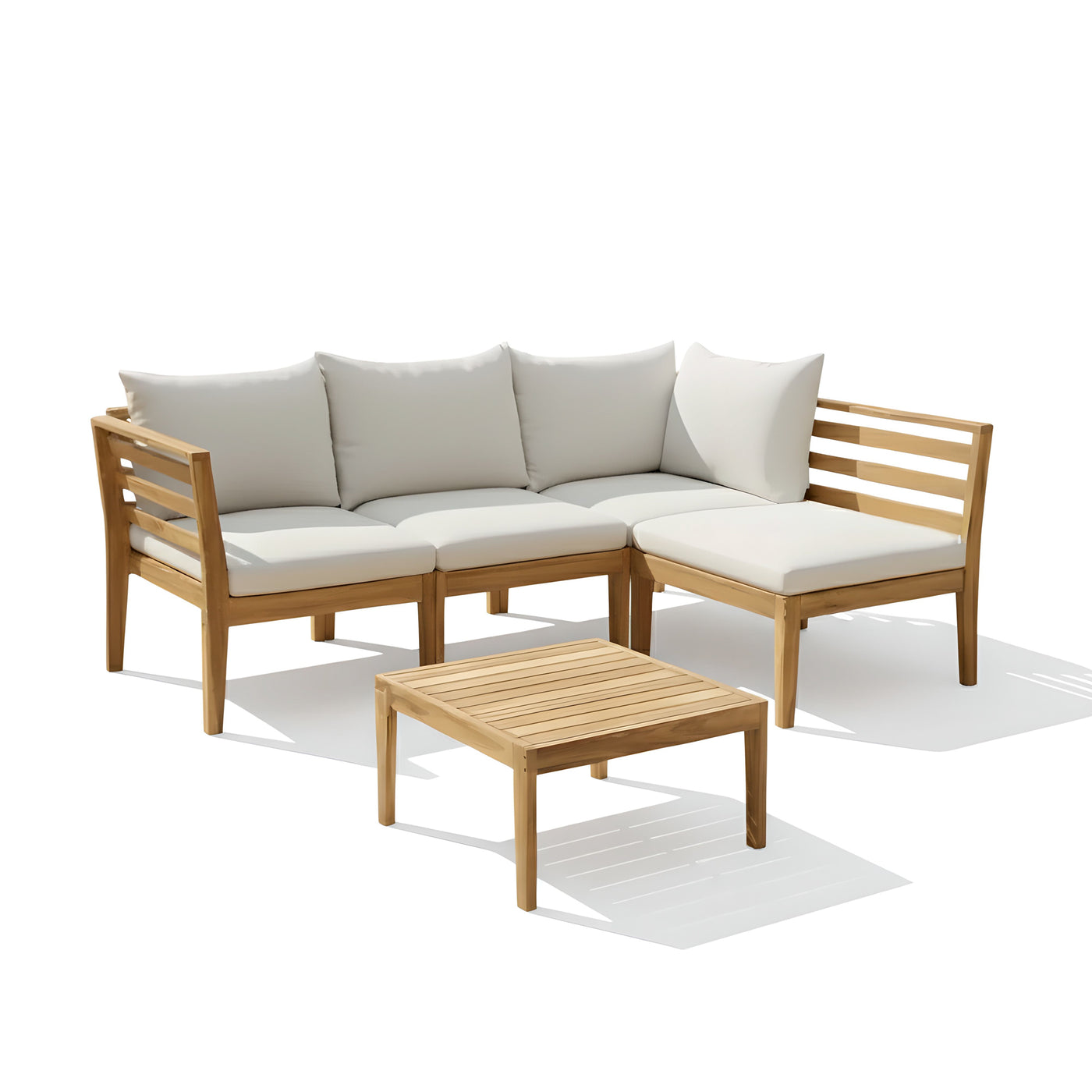 Trena 5-Piece Acacia Modular Patio Sectional Set