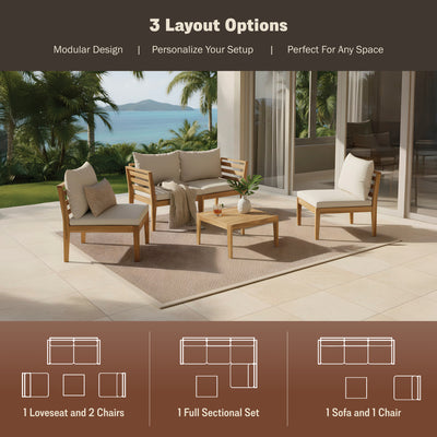 Trena 5-Piece Acacia Modular Patio Sectional Set