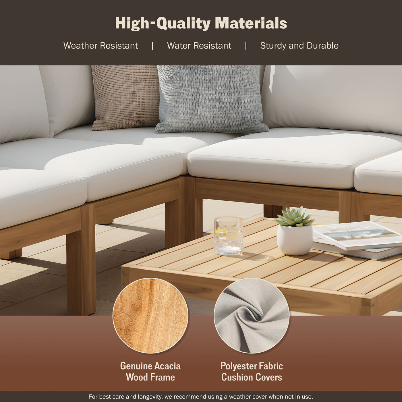 Trena 5-Piece Acacia Modular Patio Sectional Set