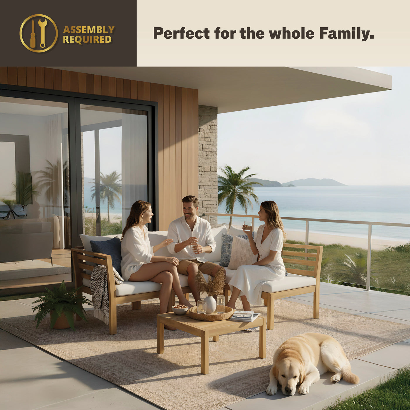 Trena 5-Piece Acacia Modular Patio Sectional Set