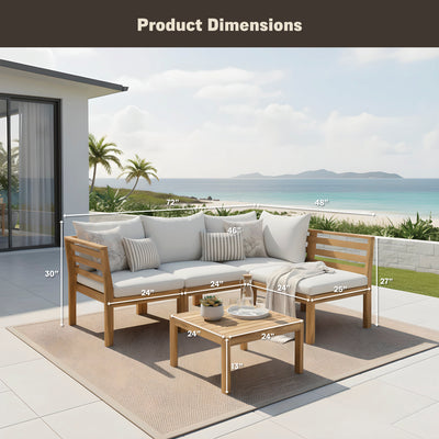 Trena 5-Piece Acacia Modular Patio Sectional Set