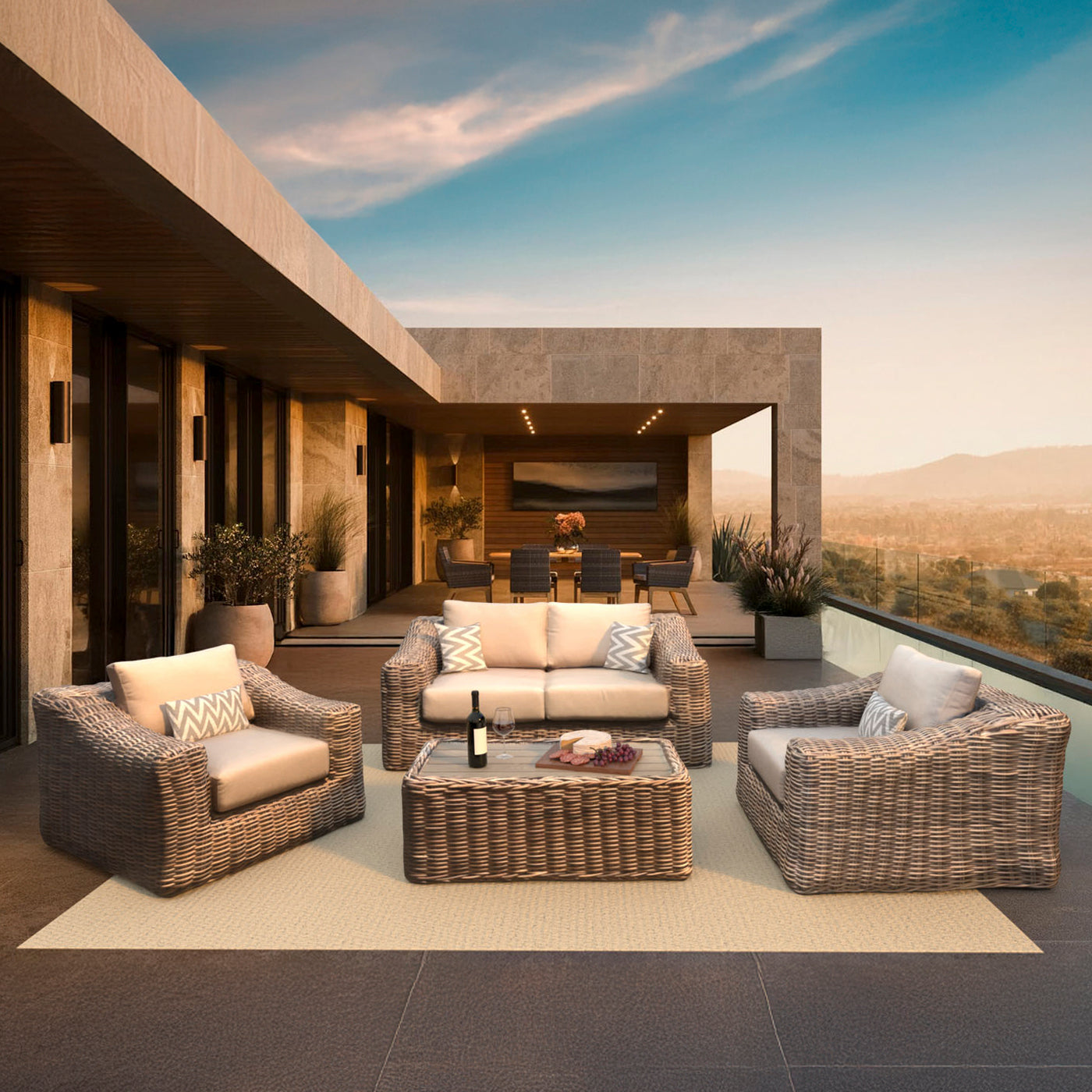 Hawaii 4-Piece Wicker Deep Seating Patio Set