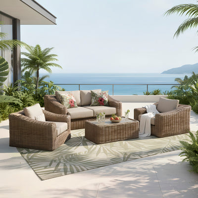 Hawaii 4-Piece Wicker Deep Seating Patio Set