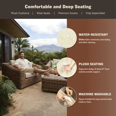 Hawaii 4-Piece Wicker Deep Seating Patio Set