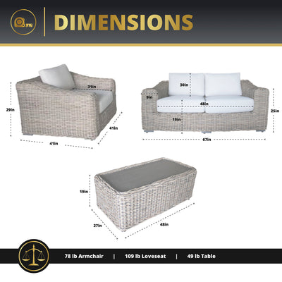 Hawaii 4-Piece Wicker Deep Seating Patio Set