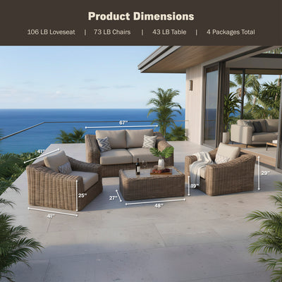 Hawaii 4-Piece Wicker Deep Seating Patio Set