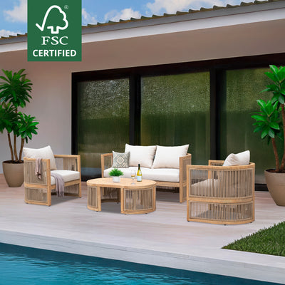 Haven 4-Piece Acacia Rounded Patio Set