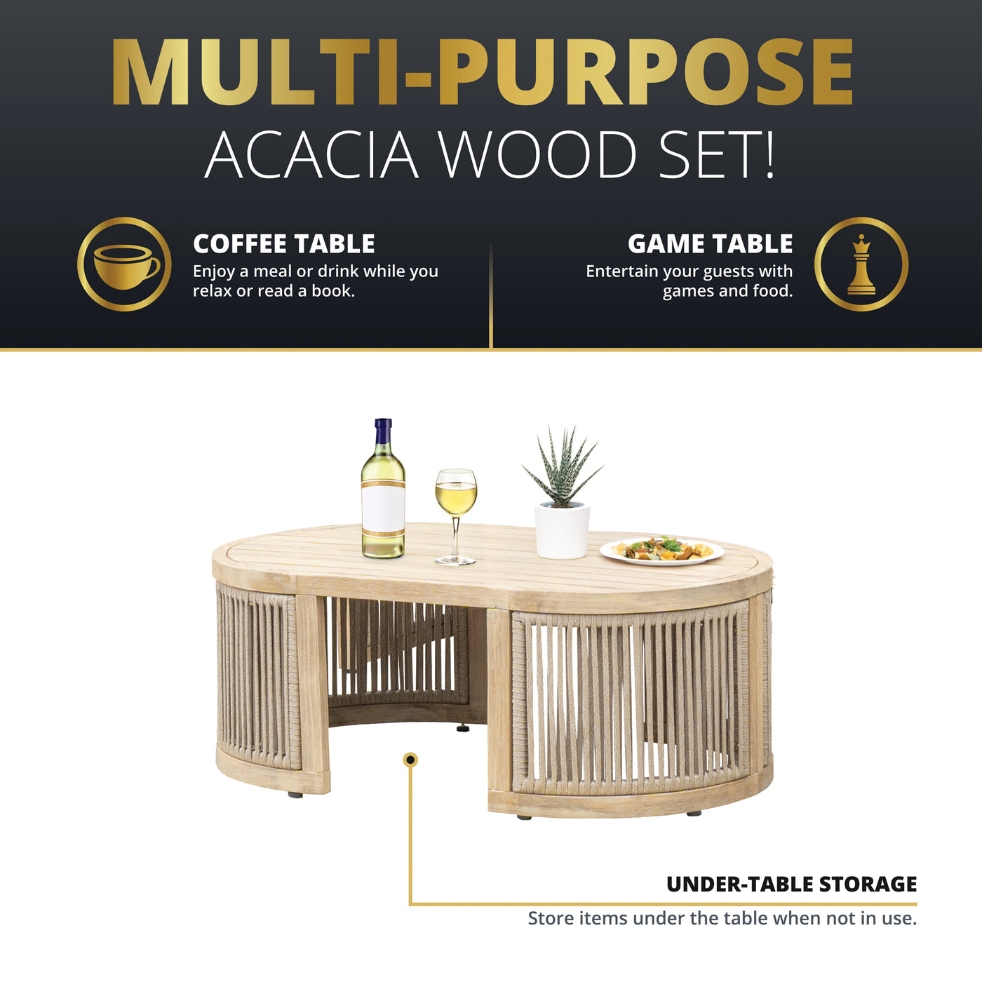 Haven 4-Piece Acacia Rounded Patio Set