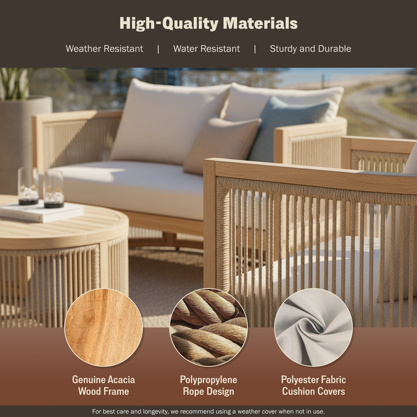 Haven 4-Piece Acacia Rounded Patio Set