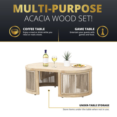 Haven 4-Piece Acacia Rounded Patio Set
