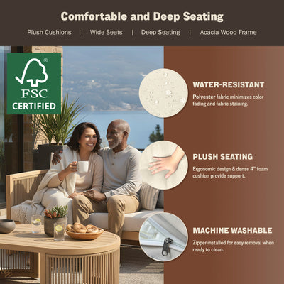 Haven 4-Piece Acacia Rounded Patio Set