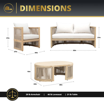 Haven 4-Piece Acacia Rounded Patio Set