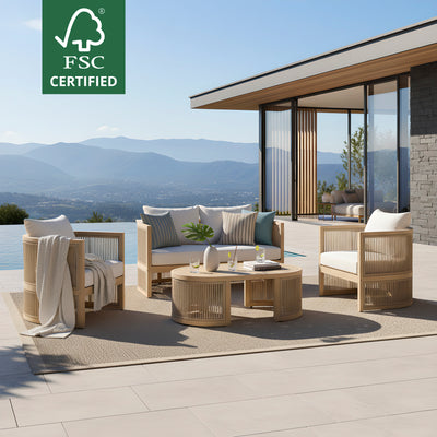 Haven 4-Piece Acacia Rounded Patio Set