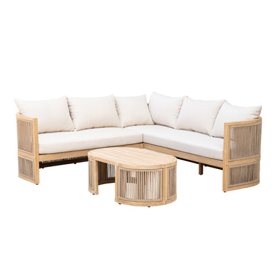 Nancy 3-Piece Acacia Rounded Sectional Set