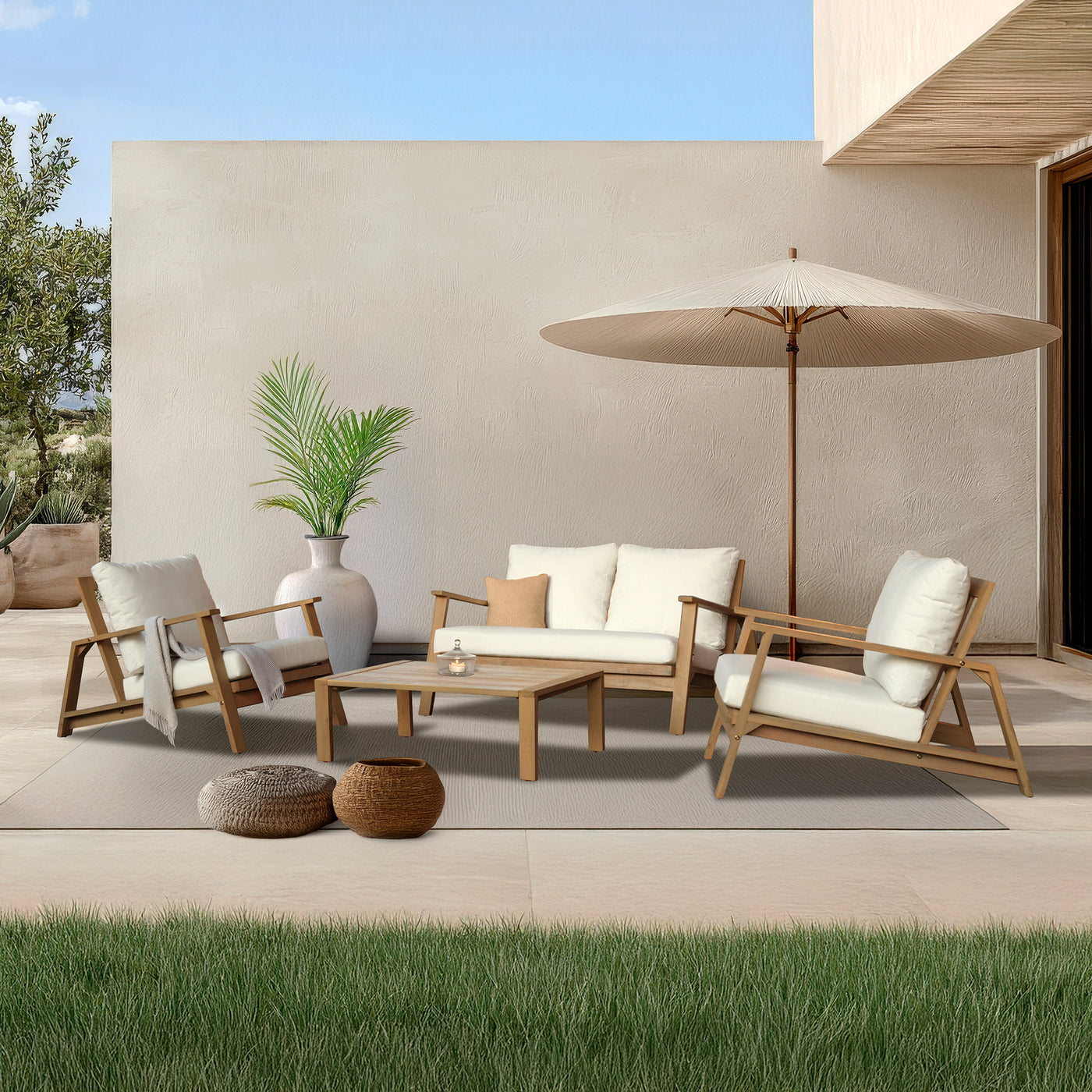 Ciera 4-Piece Acacia Deep Seating Patio Set