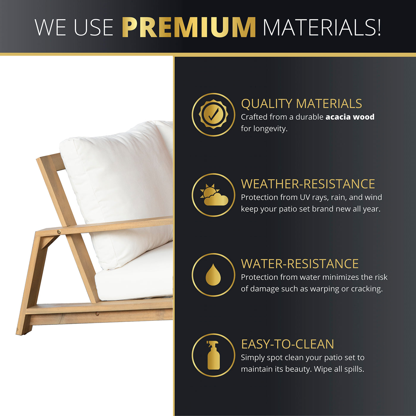 Ciera 4-Piece Acacia Deep Seating Patio Set