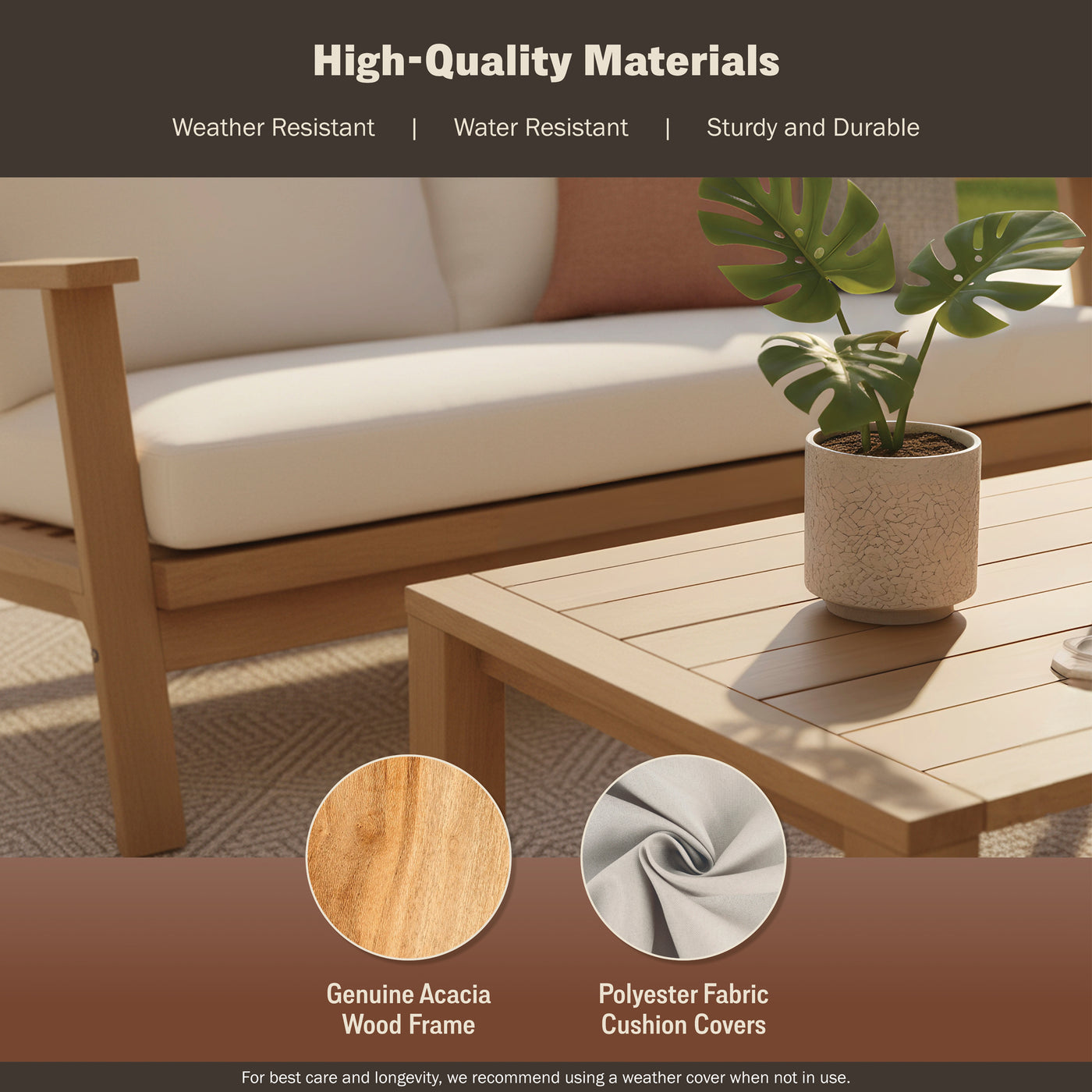 Ciera 4-Piece Acacia Deep Seating Patio Set