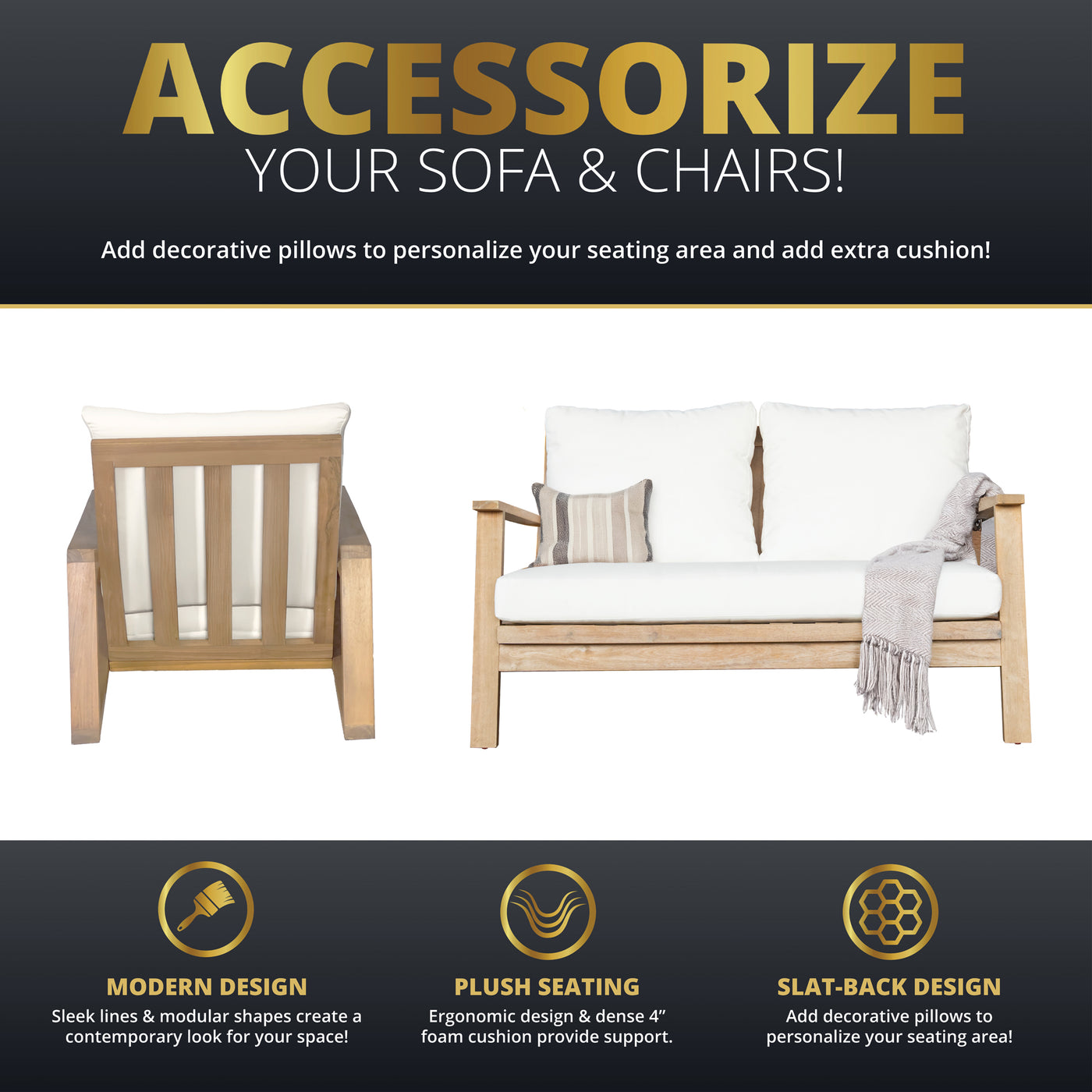 Ciera 4-Piece Acacia Deep Seating Patio Set