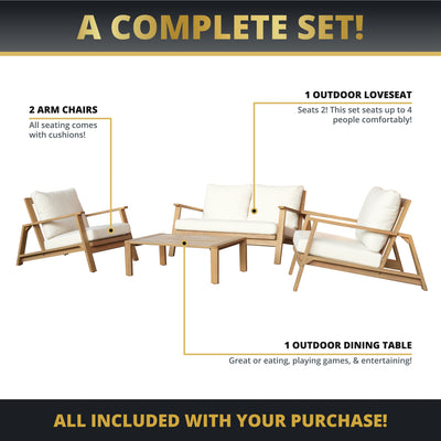 Ciera 4-Piece Acacia Deep Seating Patio Set