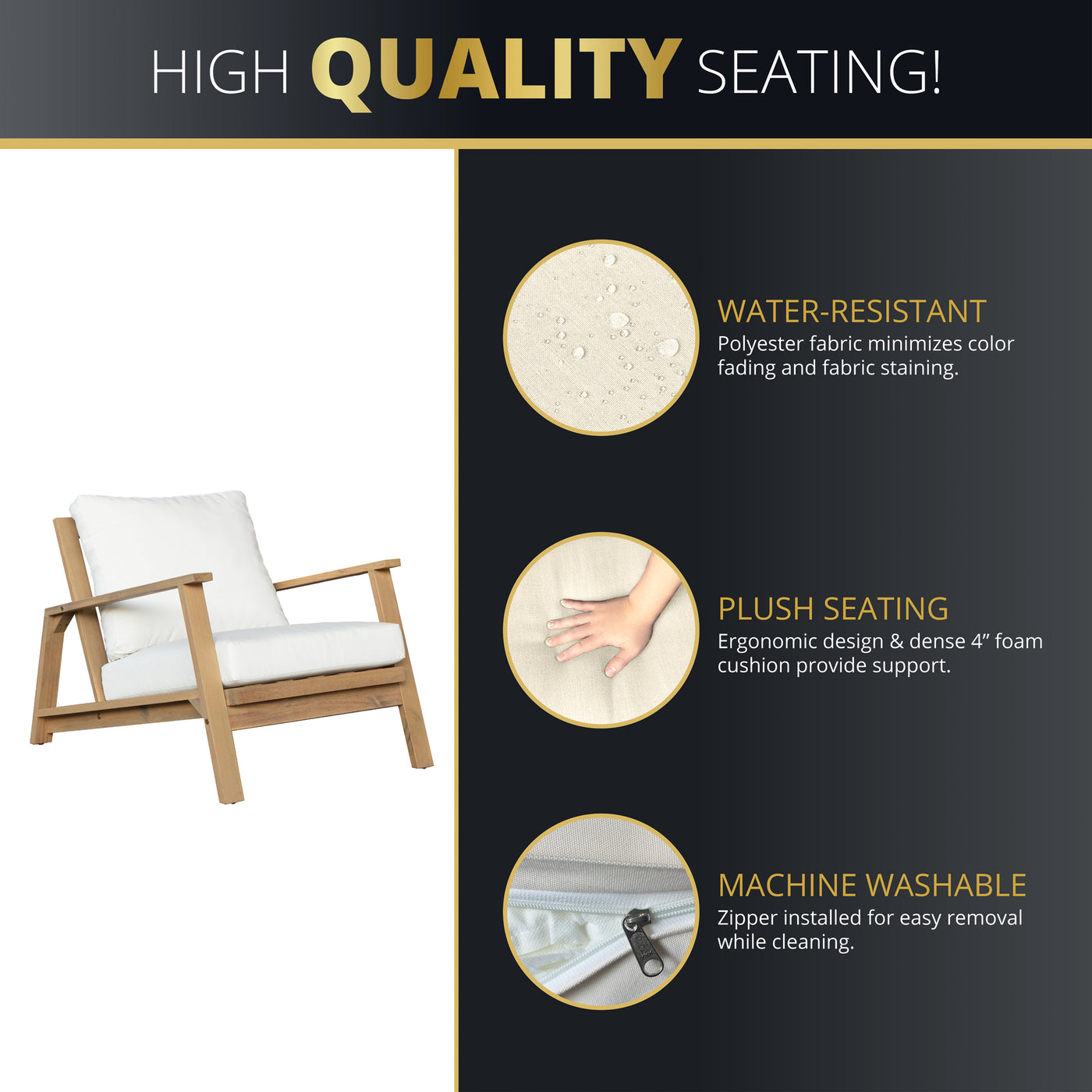 Ciera 4-Piece Acacia Deep Seating Patio Set
