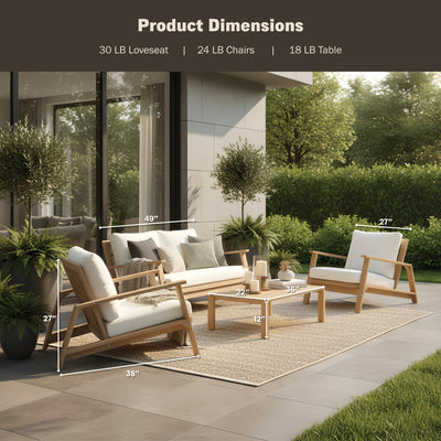 Ciera 4-Piece Acacia Deep Seating Patio Set