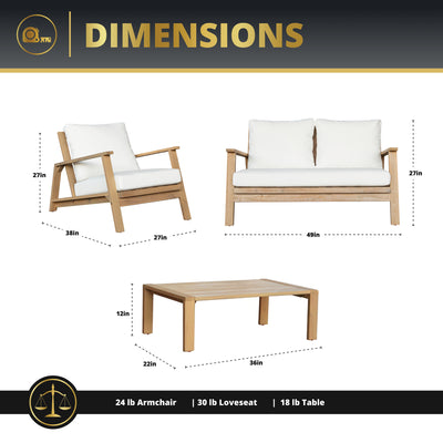 Ciera 4-Piece Acacia Deep Seating Patio Set