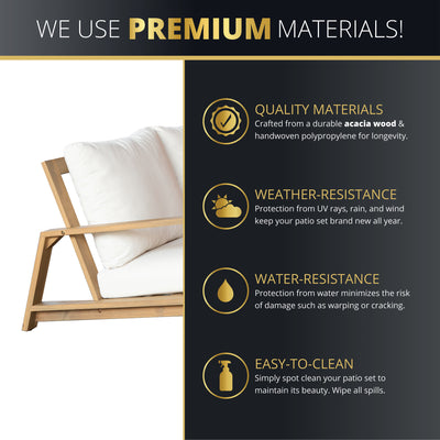 Ciera 4-Piece Acacia Deep Seating Patio Set