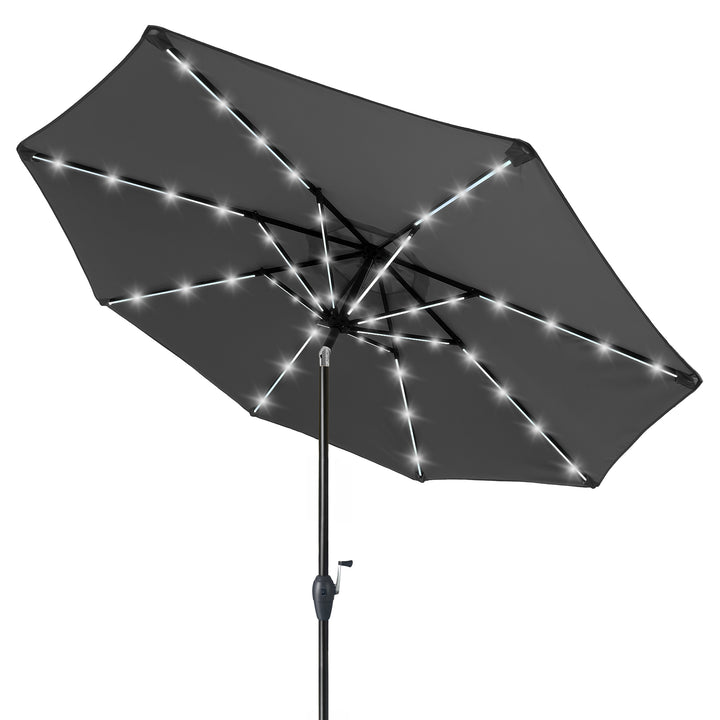 atleisure 9 solar patio umbrella with firefly led lights Kinger Home 9 ft Solar LED Light Patio Umbrella with Tilt Adjustment