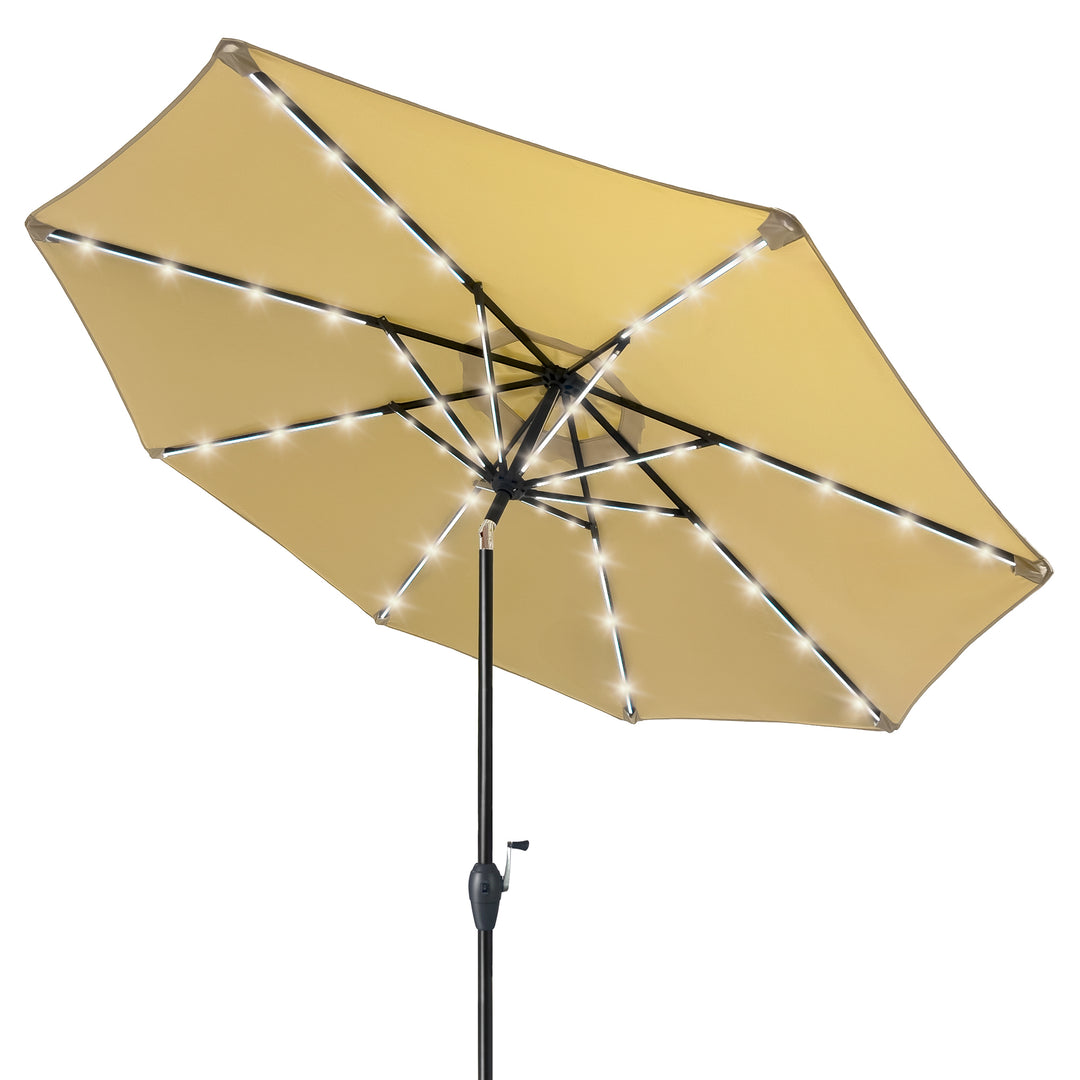 Stella 9ft Solar Patio Umbrella with Tilt Adjustment and LED Lights –  Kinger Home