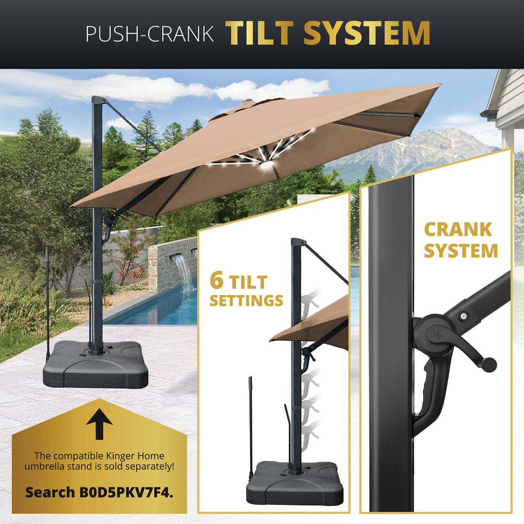 kingyes 10ft patio offset cantilever umbrella Astra 10ft Solar Cantilever Patio Umbrella with LED Lights – Kinger Home
