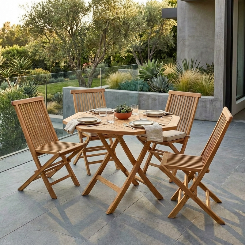 Octavia 5PC Outdoor Dining Set - Teakwood