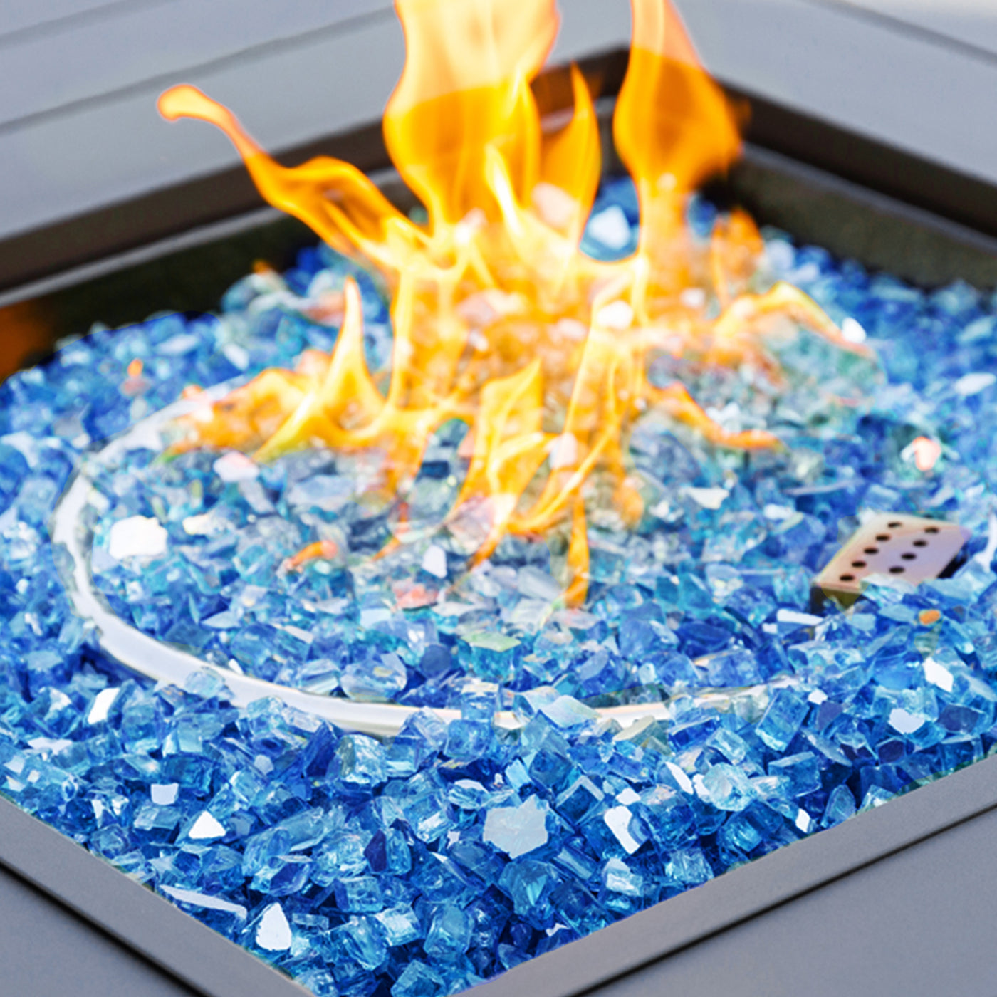 Blue Fire Glass Rocks - 3lb Bag Of Decorative Glass For Fire Pits & Crafts