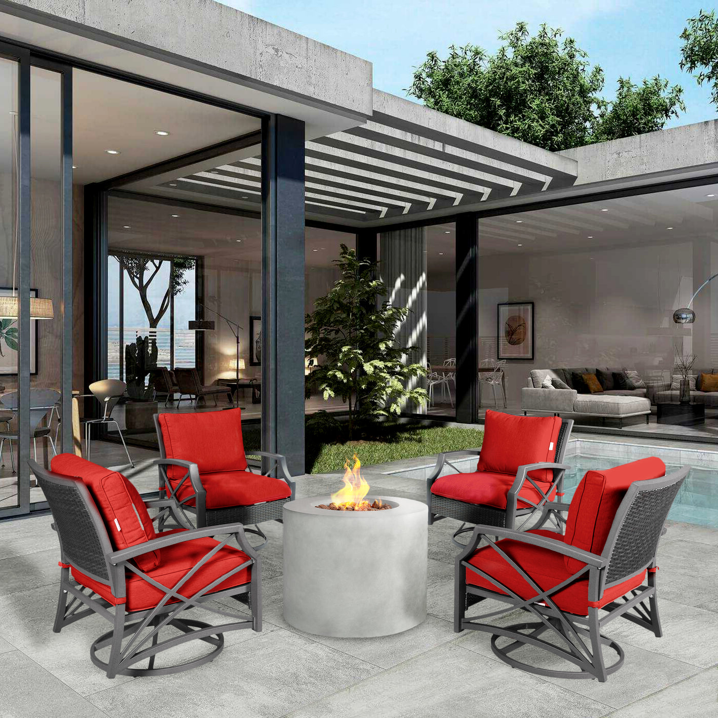 Loren 5-Piece Outdoor Fire Pit Set for Patio