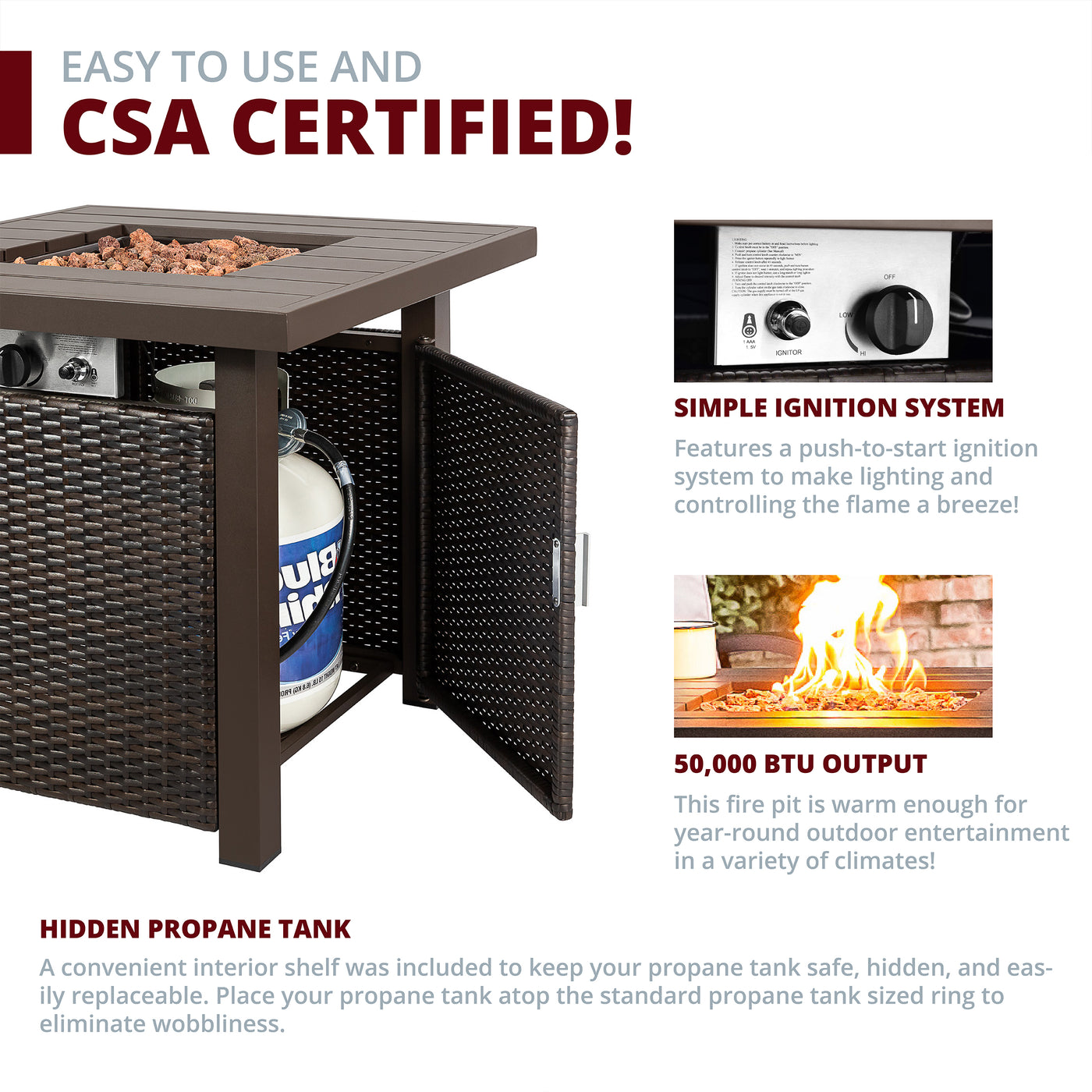 Lark 28" Outdoor Fire Pit Side Table for Patio