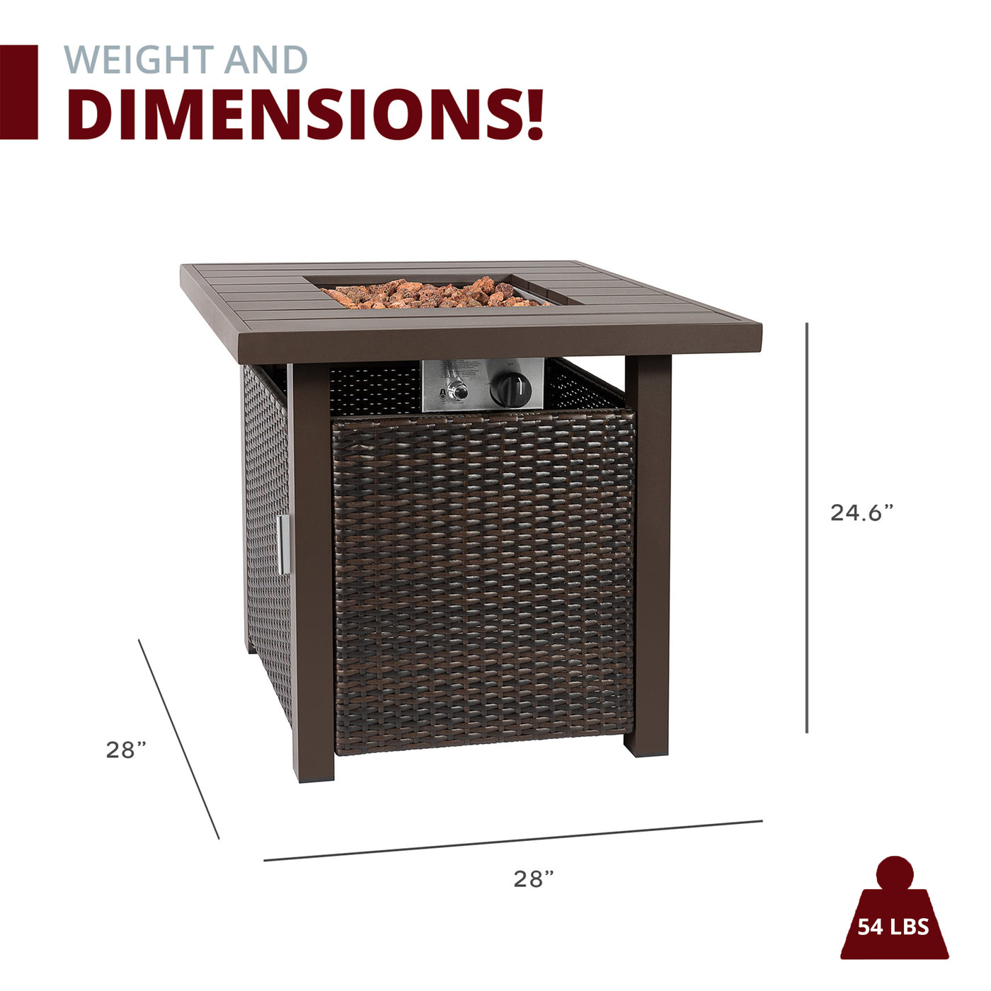 Lark 28" Outdoor Fire Pit Side Table for Patio